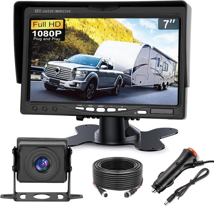 Kairiyard Rückfahrkamera Set mit 7 Zoll HD LCD Monitor &amp; 170° Weitwinkel Rückfahrkamera,Wasserdicht