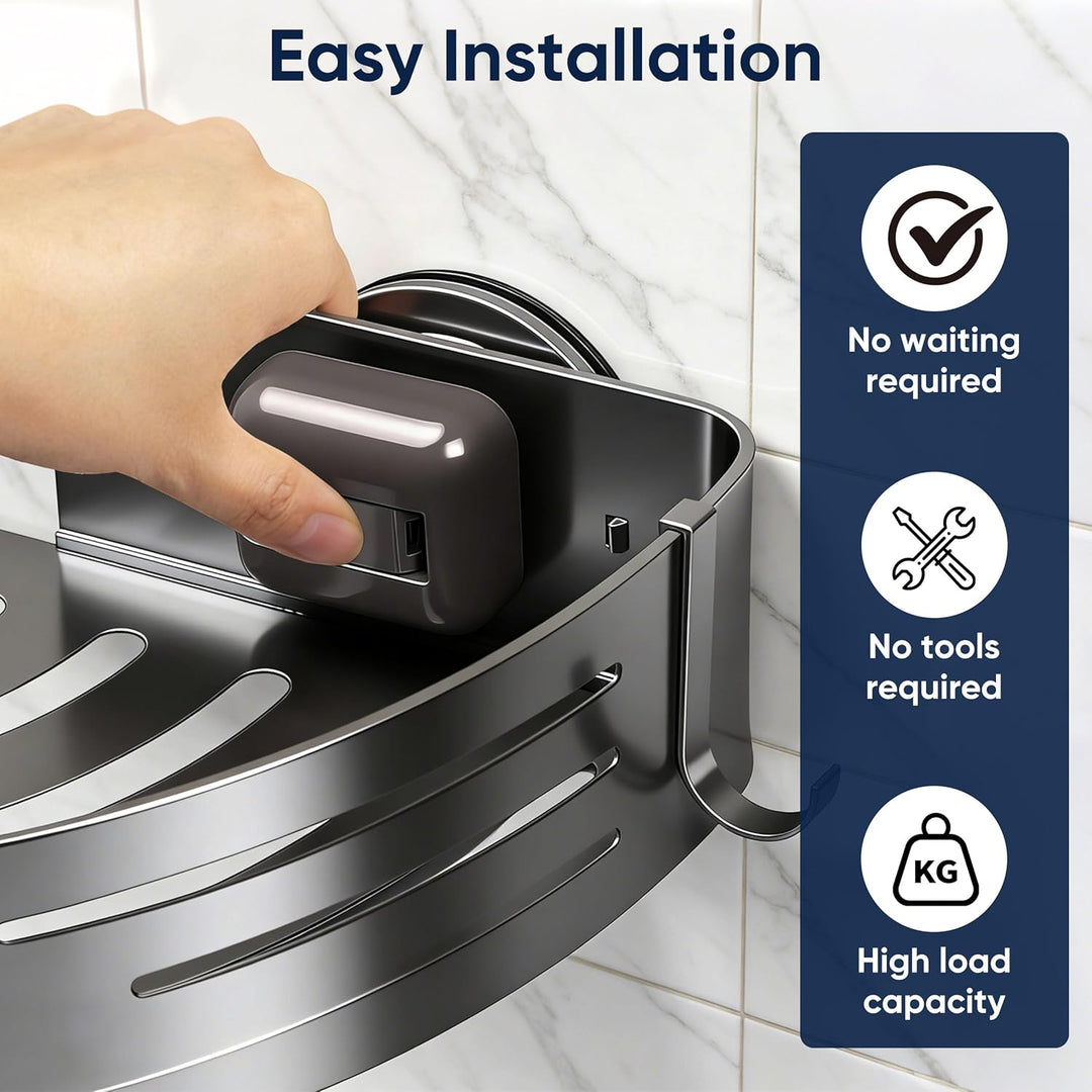 Veinvifiy Eckduschablage mit Saugnapf, 2er-Pack Eckregale aus Aluminium, verbesserte Duschablage mit
