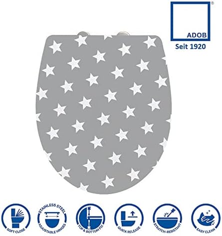 ADOB, Design WC Sitz Klobrille Klodeckel Stars Absenkautomatik, abnehmbar zur Reinigung, 60878, Star