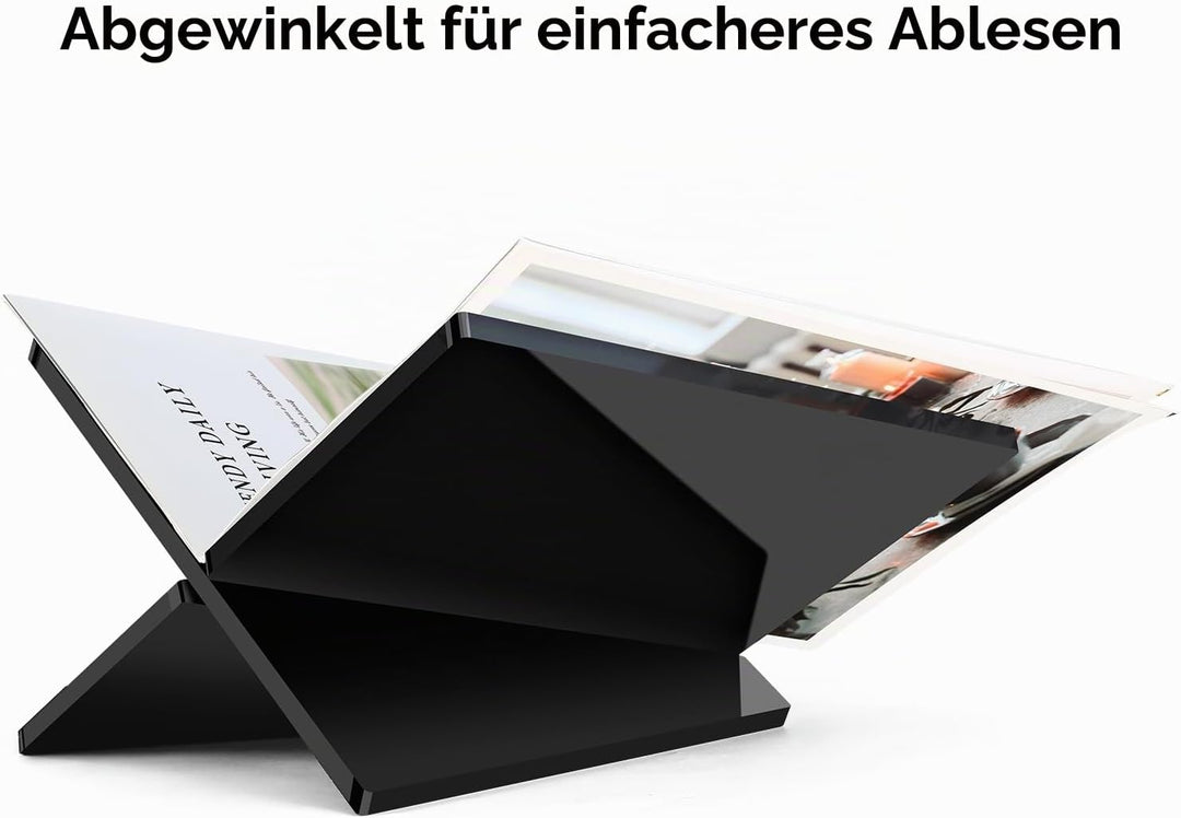 UikJOY Schwarz Acryl Buchständer Kreuzrahmen Acryl Buchhalter, Leseständer offene Ausstellen, geeign