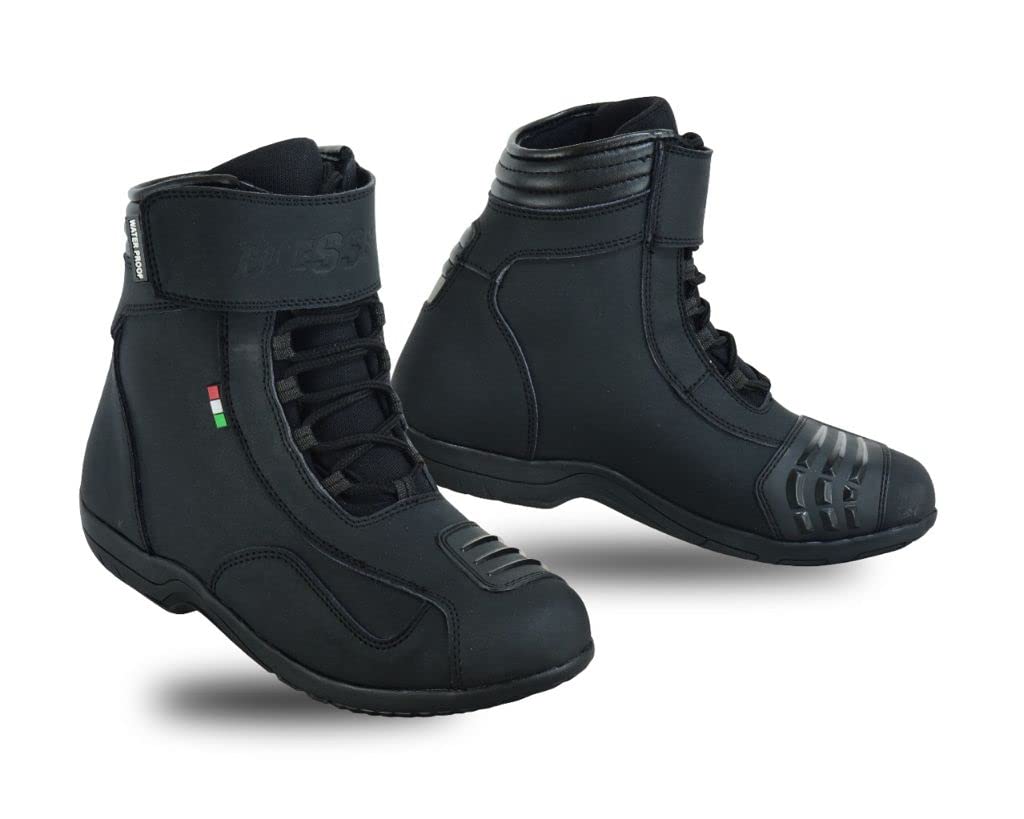 BI ESSE Motorradschuhe für Motorroller aus Leder mit Protektoren in der Stadt 44 EU Schwarz, 44 EU S