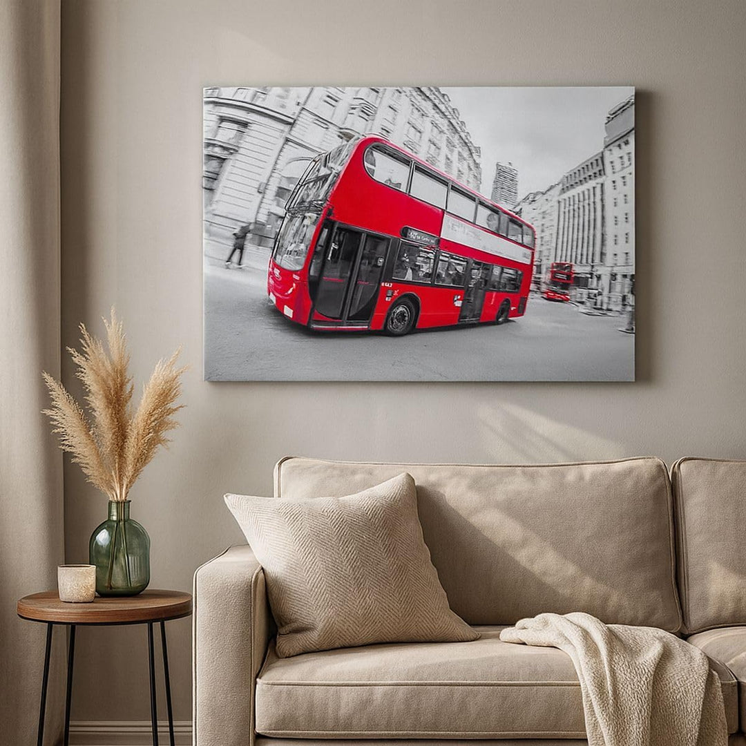 Bilder auf Leinwand 100x70cm Leinwandbild Bus London Reise Tourismus Gross Wanddeko Bild Schlafzimme