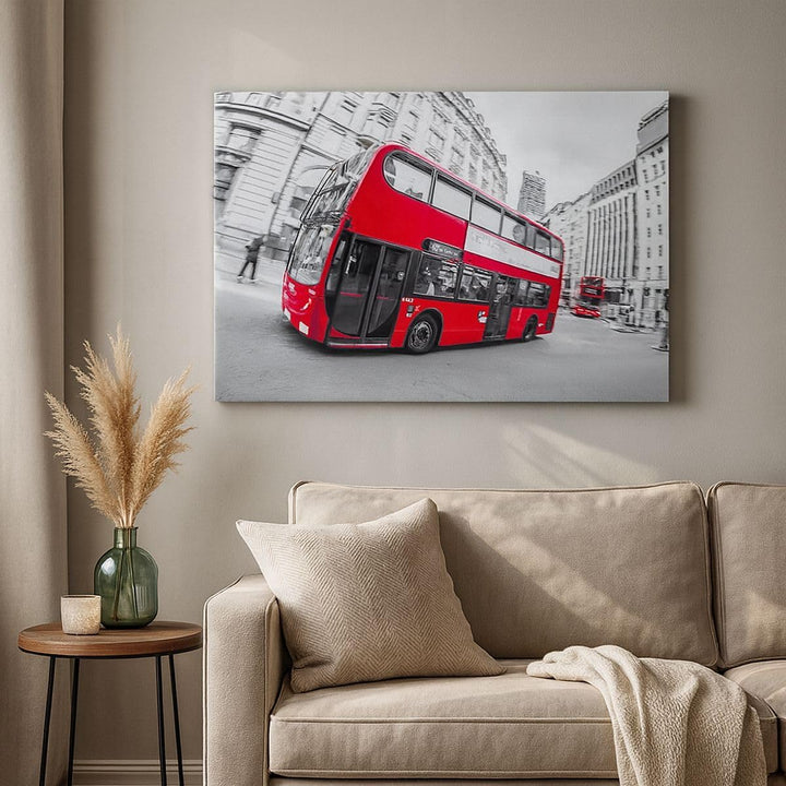 Bilder auf Leinwand 100x70cm Leinwandbild Bus London Reise Tourismus Gross Wanddeko Bild Schlafzimme