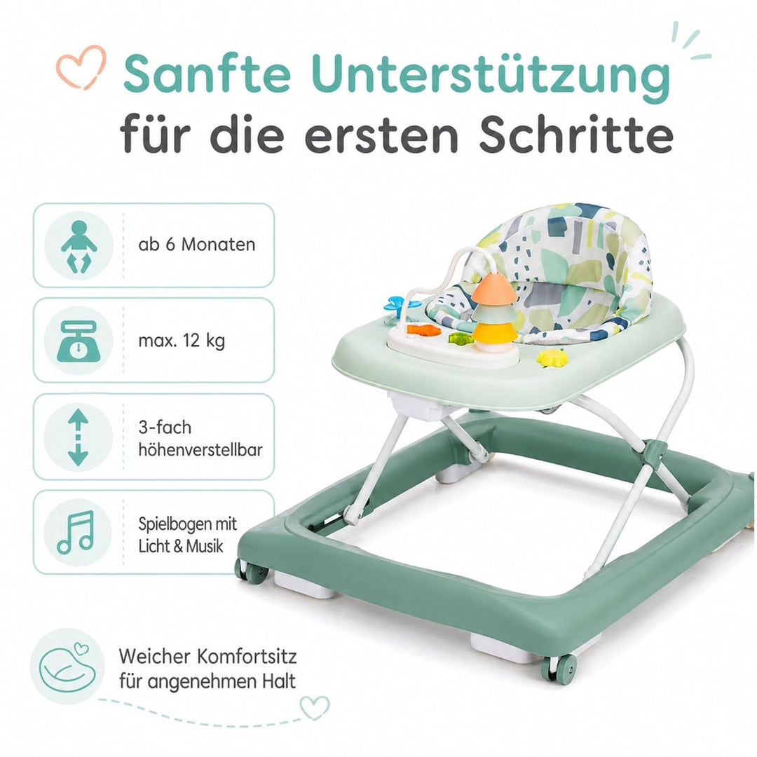 Fillikid Lauflerngerät höhenverstellbar 3-fach mit Sicherheitsstopper | 4 Rollen, ergonomischer Sitz
