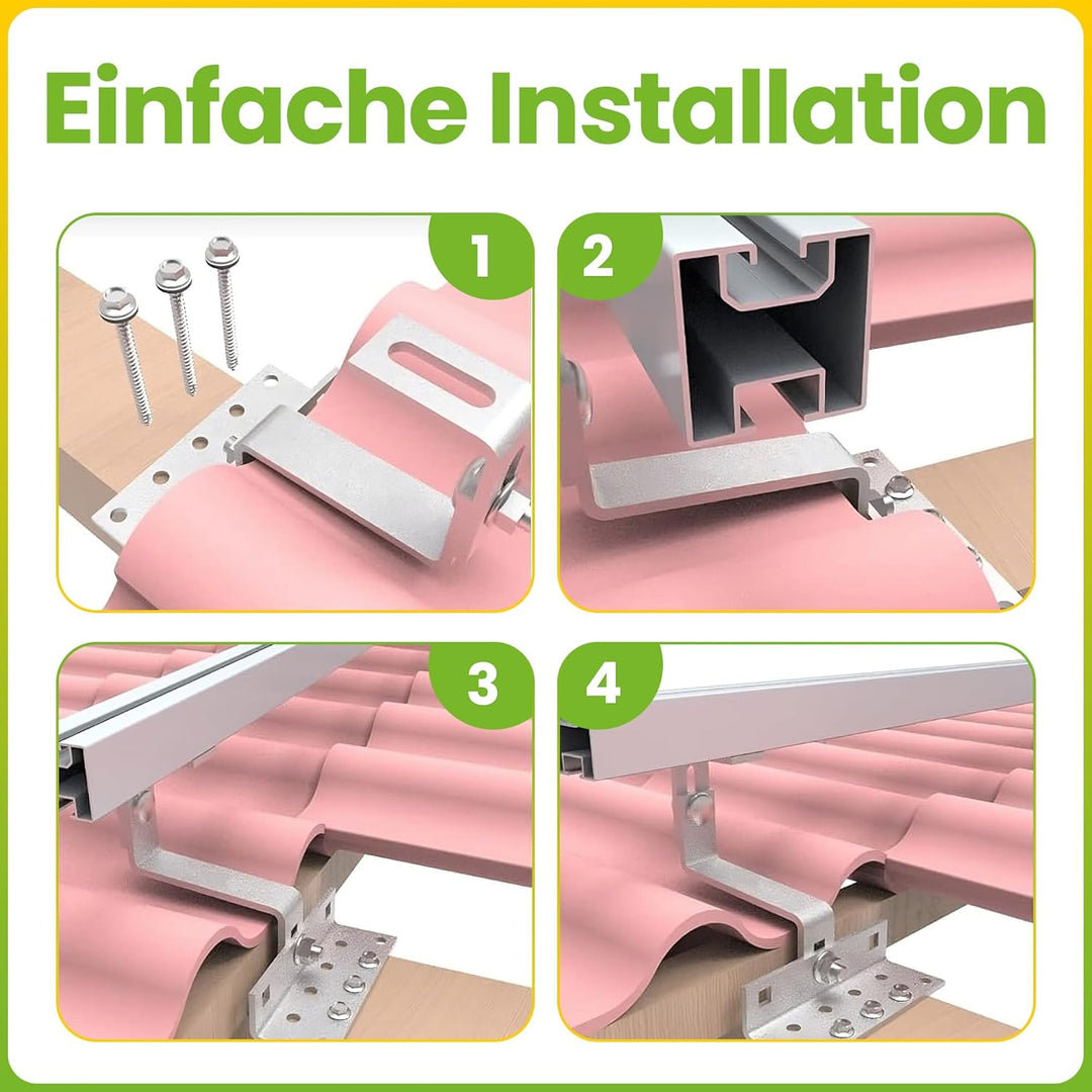 10 Stk. Offgridtec© Edelstahl Dachhaken 3-fach verstellbar Dachziegel Frankfurter Pfanne, 10 Stk.