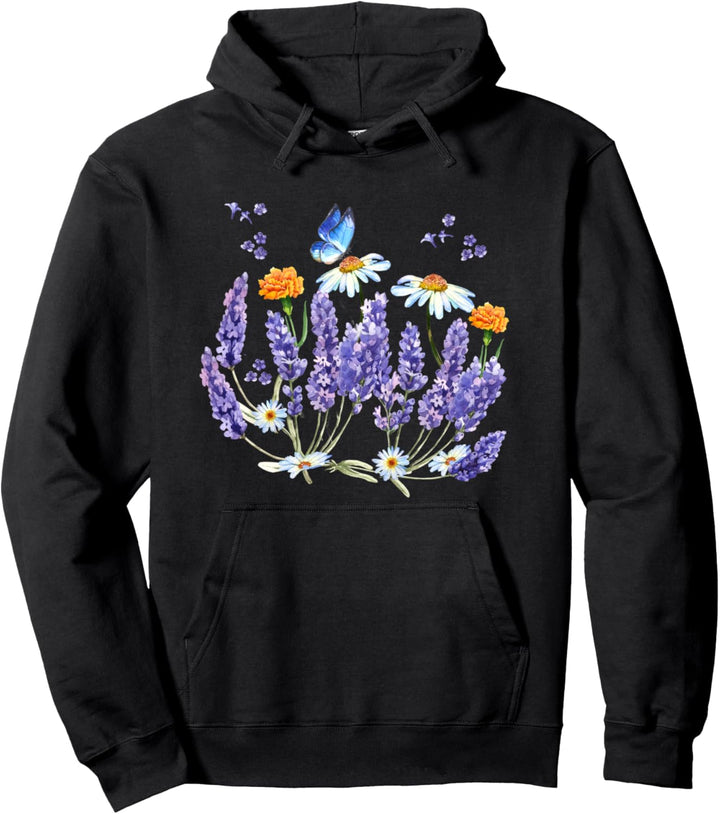 Lavendelpflanze, Schmetterling, Kräuter, Wildblume, Botanisches Geschenk Pullover Hoodie