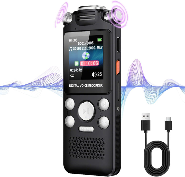Digitaler Diktiergerät, AI-Rauschunterdrückung, Klare, 256 GB Speicher, MP3-Player, mit Automatische