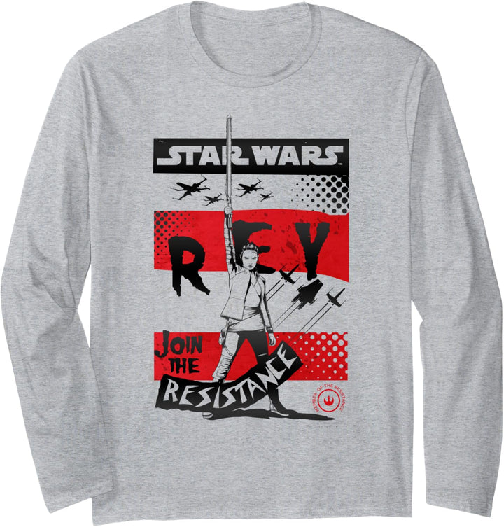 Star Wars The Last Jedi Rey Bold Battle Poster Langarmshirt