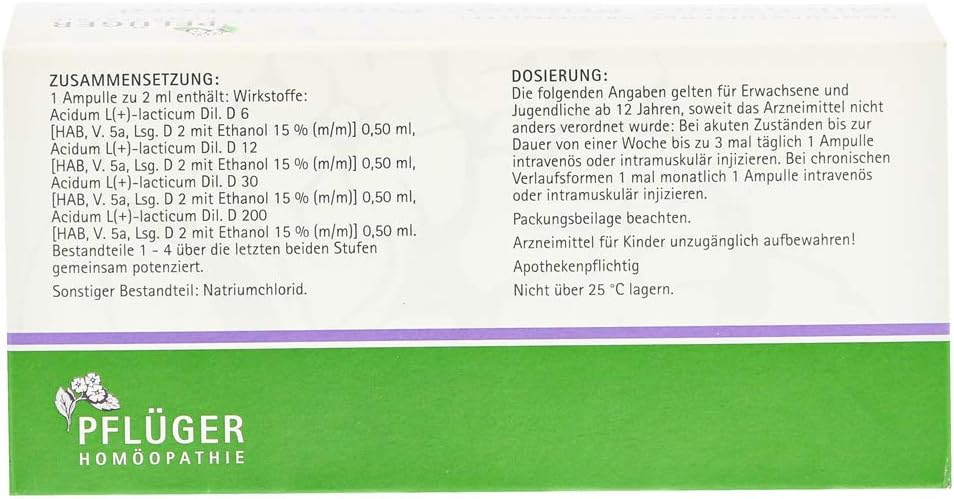 MILCHSÄURE Pflüger Potenzakkord Inj.-Lsg.Amp.