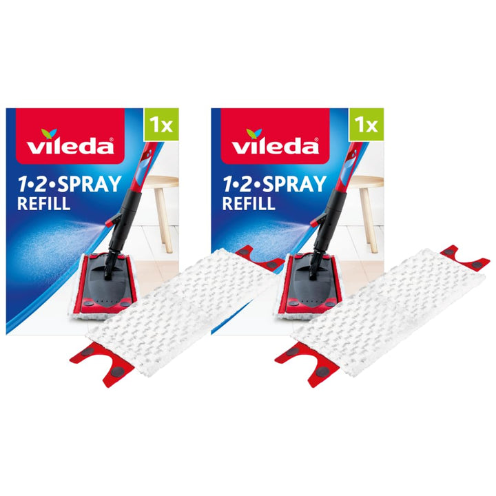Vileda UltraMax 1-2 Spray Ersatz Mikrofaser Pads, Microfaser, weiss, 2er-Packung Mopheads, Mopheads