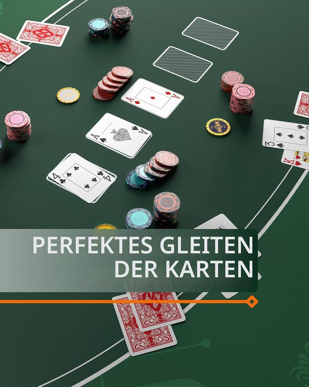 Bullets Playing Cards Heads-Up Pokermatte schwarz in 80 x 80cm für den eigenen Pokertisch - Deluxe P