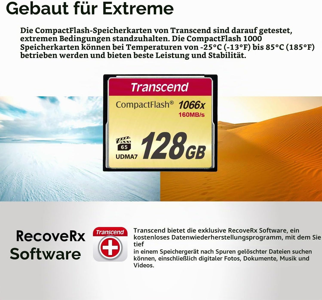 Transcend 32 GB CompactFlash 800 Speicherkarte TS32GCF800 32GB CF800x, 32GB CF800x