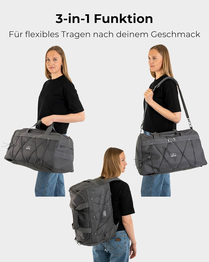 Johnny Urban Sporttasche Herren & Damen Grau - Shawn - 2 in 1 Tasche mit Rucksackfunktion für Reise