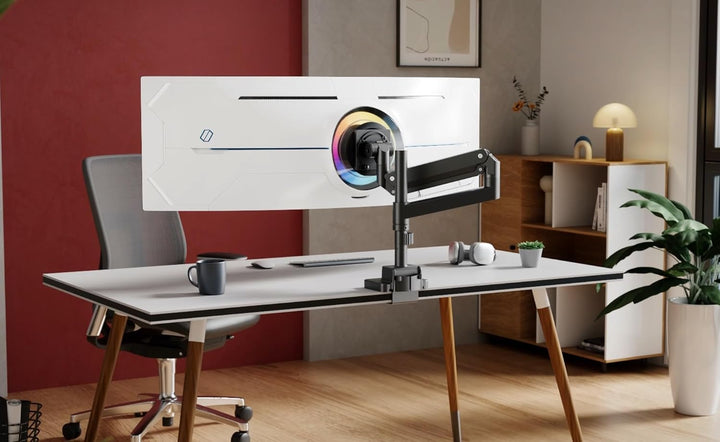 Monitor Halterung mit Säule Extrastark bis 27kg bis 57 Zoll Tragarm mit Gasdruckfeder LED LCD Monito