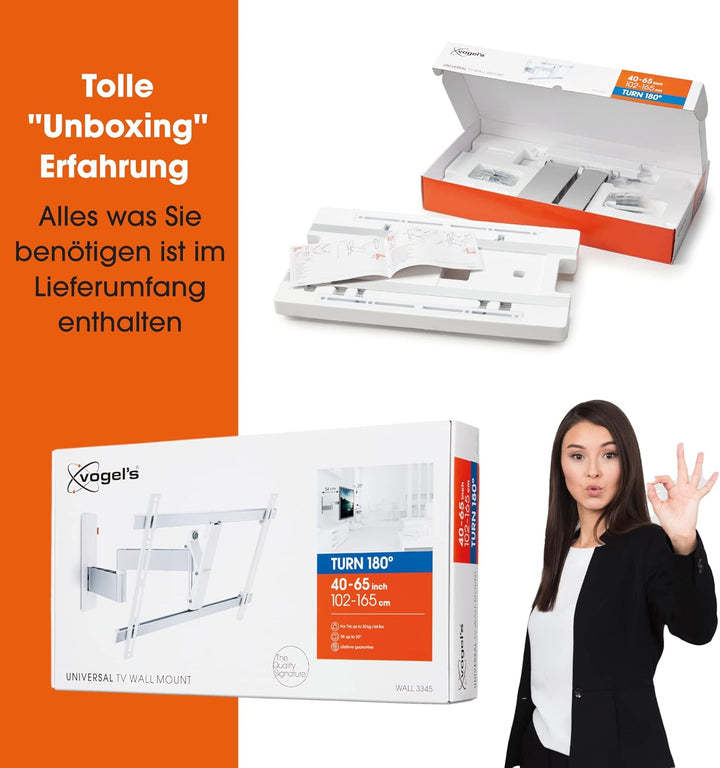 Vogel's WALL 3345 schwenkbare TV Wandhalterung für 40-65 Zoll Fernseher, max. 30 kg, schwenkbar bis