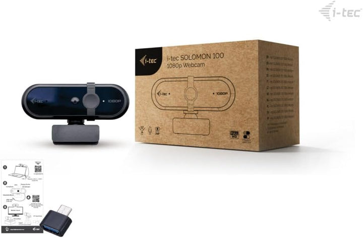 i-tec Solomon 100 Webcam 1080p mit Fester Fokus, Automatische Bildoptimierung und Integrierte Datens