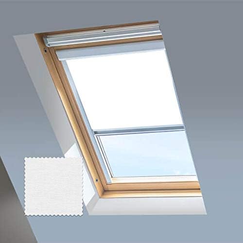 Dachfensterrollos für VELUX Dachfenster – Verdunkelungsrollo – Silberner Aluminiumrahmen (304, Weiss