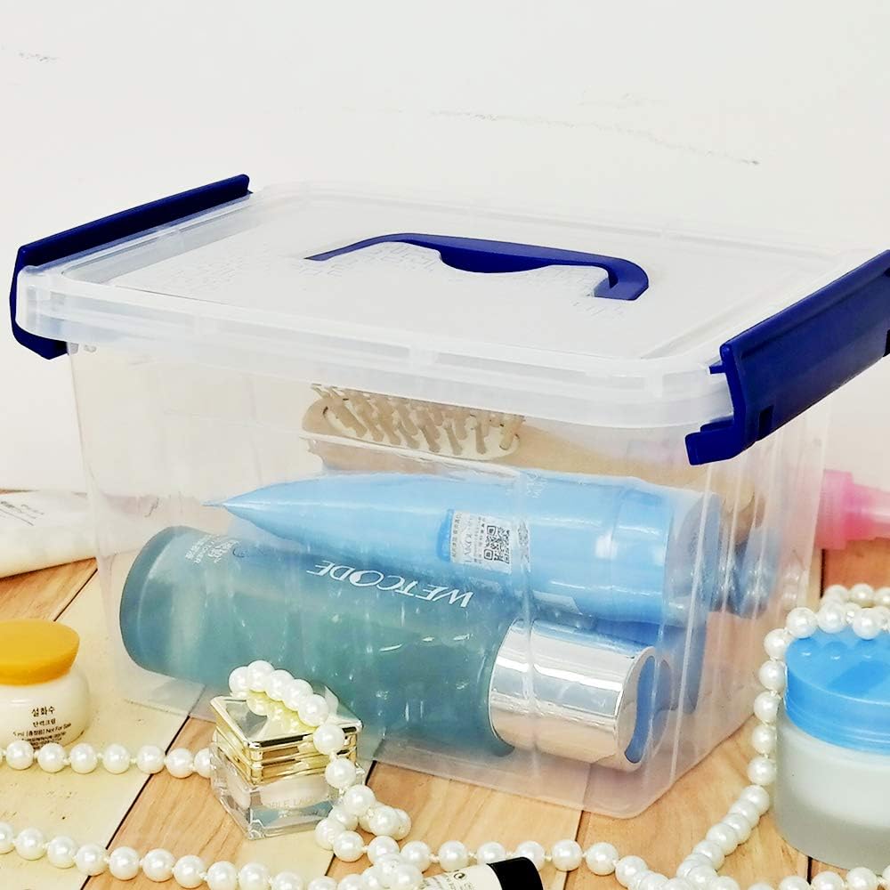 Xowine 3 L Aufbewahrungsbox aus durchsichtigem Kunststoff, Set mit 6 kleinen Verriegelungsbox-Behält