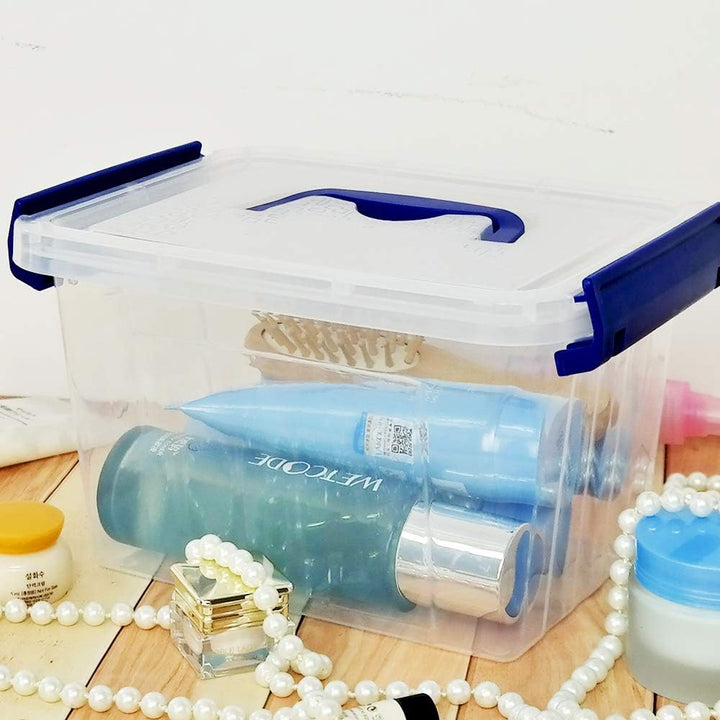 Xowine 3 L Aufbewahrungsbox aus durchsichtigem Kunststoff, Set mit 6 kleinen Verriegelungsbox-Behält