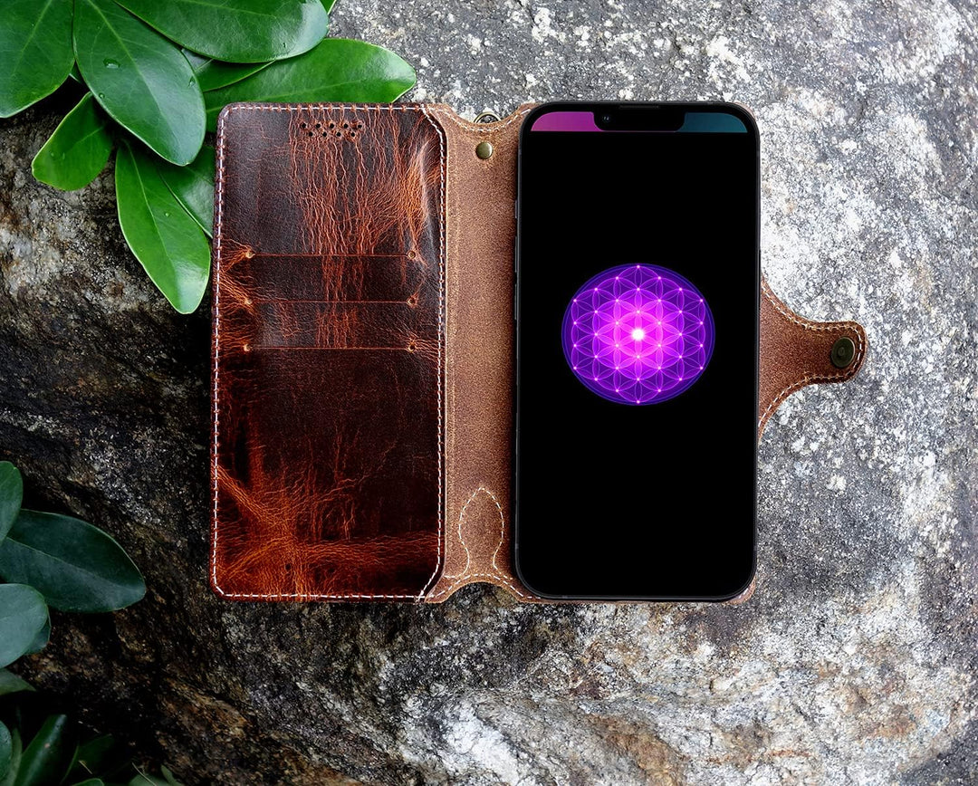 Yogurt Lederhülle für iPhone 13, Hülle Ledertasche Echtleder Case Handyhülle für iPhone 13, 6.1 Zoll