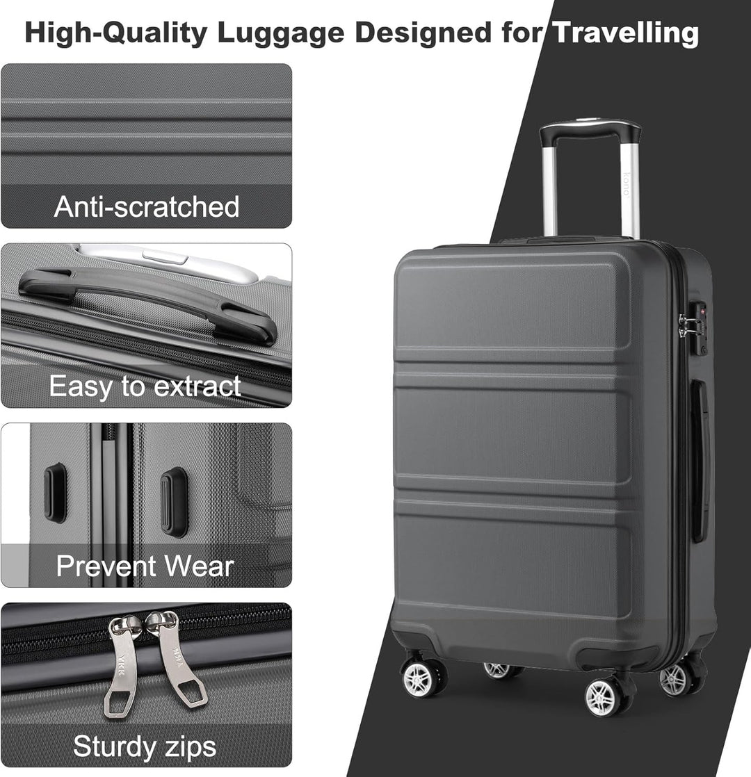 KONO Koffer Extra Grosser 32 Zoll Leicht ABS+PC Hartschalenkoffer XXL mit TSA-Schloss Reisekoffer mi
