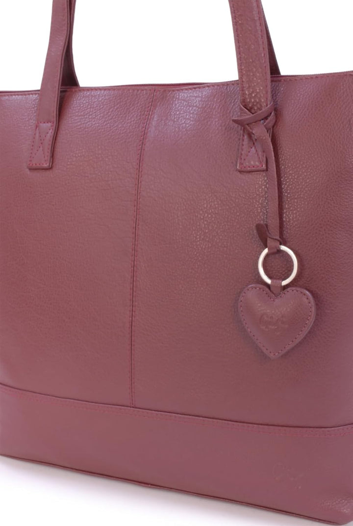 Gigi - Damen Leder Schultertasche - Tote Bag Gross - Handtasche mit Herz Schlüsselring - OTHELLO 910