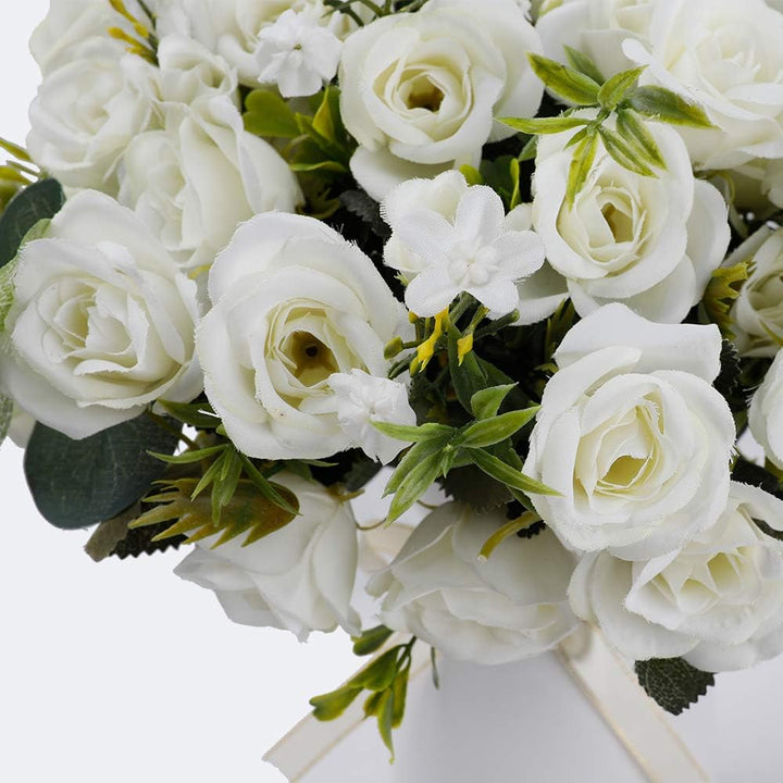 LESING Künstliche Seidenrose mit Vase, Kunstblumen, Hochzeitsblumen, Blumensträusse, Arrangement, Zu