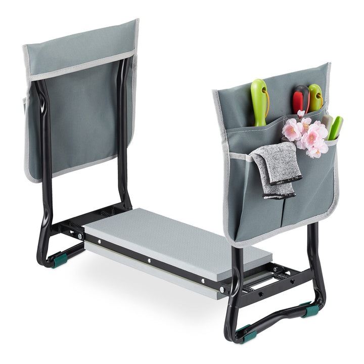 Relaxdays Kniebank für Gartenarbeit, gelenkschonend, klappbar, bis 150kg, gepolsterte Kniehilfe, 2 T