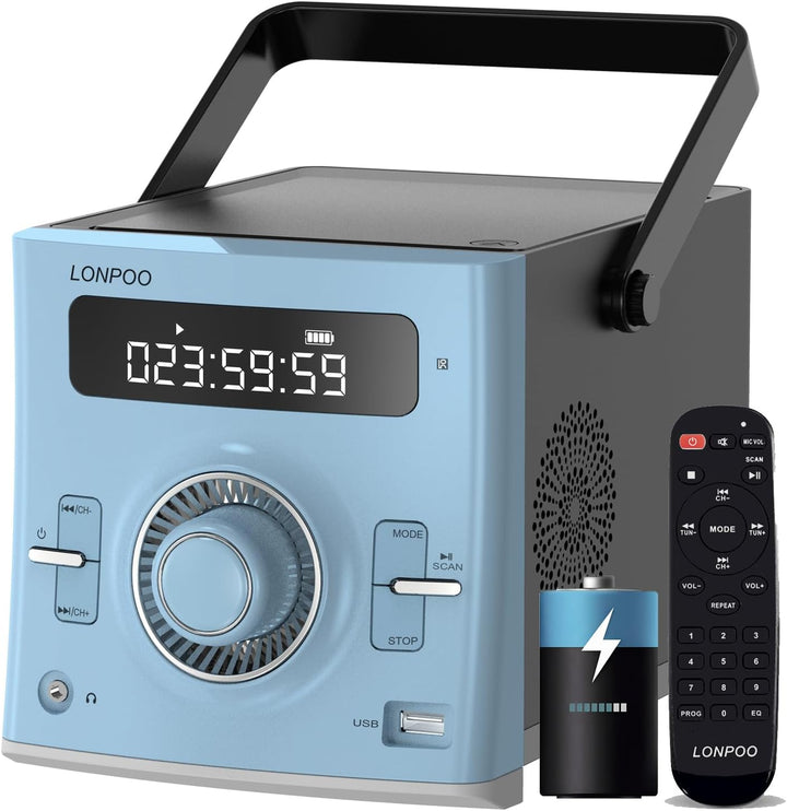 Tragbarer CD-Player Boombox 20W für Draussen, Eingebaute wiederaufladbare BatterieFM-Radio/Bluetooth
