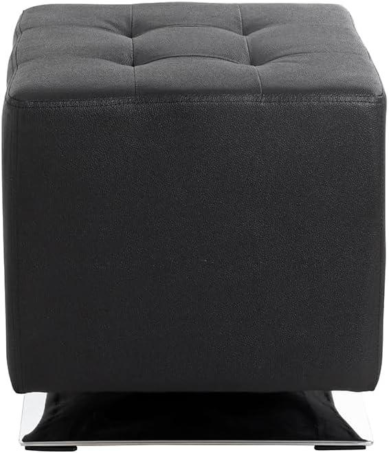HAKU Möbel Hocker, Kunstleder, chrom-schwarz, B 40 x T 40 x H 42 cm Chrom-schwarz 40 x 40 x 42, Chro
