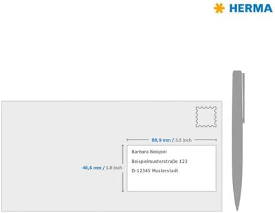 HERMA 10776 Adressetiketten für Inkjet Drucker, 80 Blatt, 88,9 x 46,6 mm, 12 Stück pro A4 Bogen, 960
