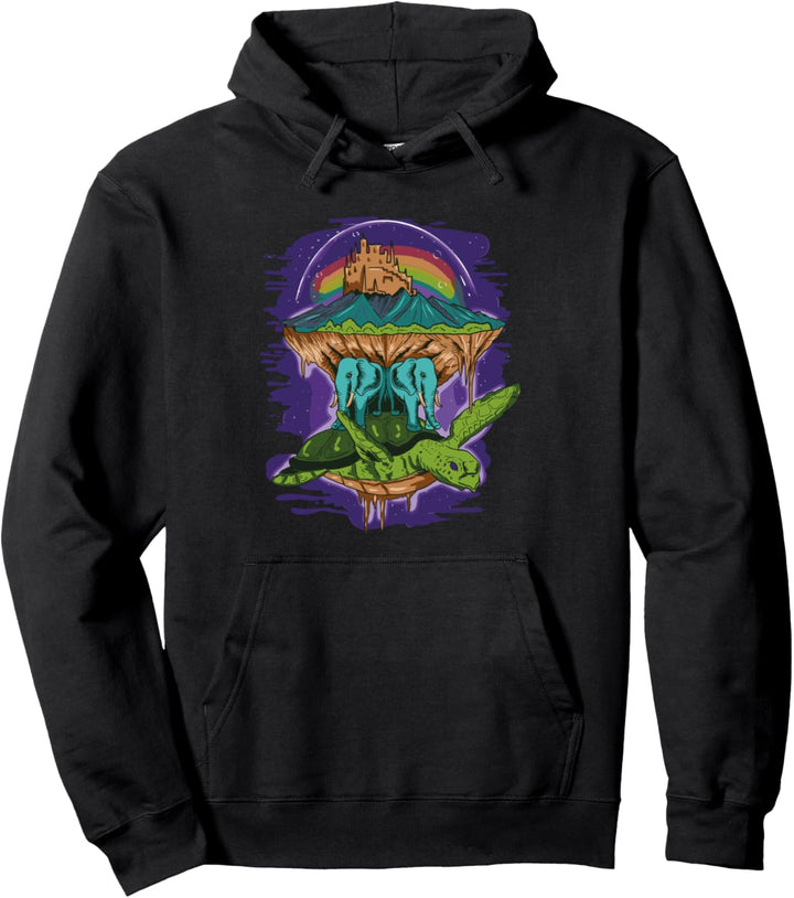 Flache Erde Schildkröte Elefanten Pullover Hoodie