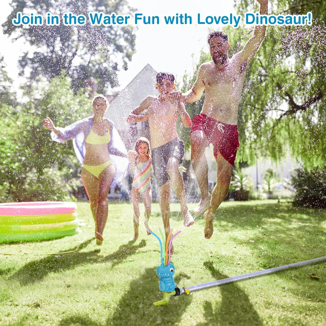 MoKo Wassersprinkler für Kinder, Dinosaurier Outdoor Wasserspielzeug, Schwimmbad Spielzeug mit 4 Fle