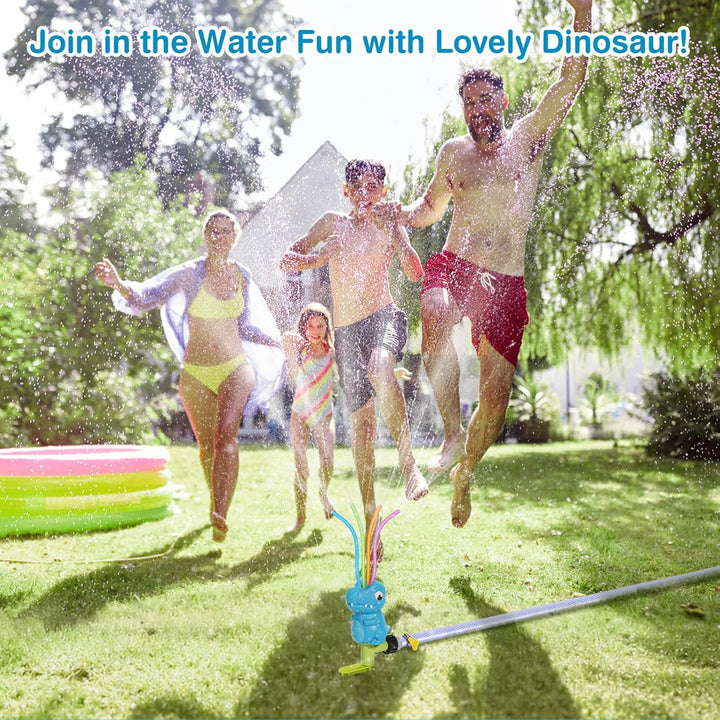 MoKo Wassersprinkler für Kinder, Dinosaurier Outdoor Wasserspielzeug, Schwimmbad Spielzeug mit 4 Fle