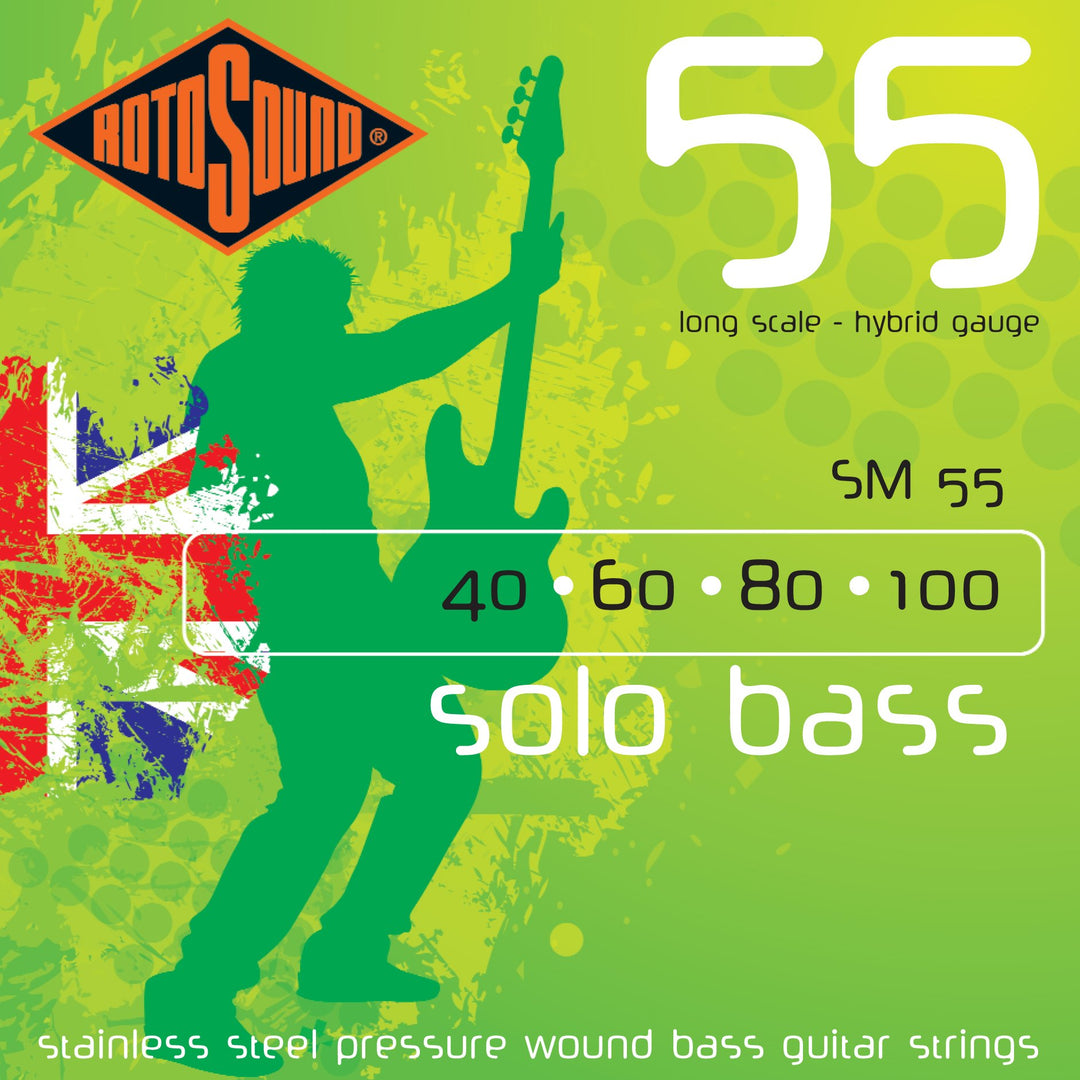 Rotosound Edelstahlsaiten für E-Bass, gewalzte Wicklung, Standardstärke 40 60 80 100