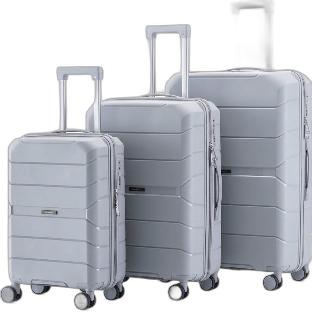 Urban Adventurer Kofferset 3-teilig 232L – Hellgrau – Hartschalenkoffer mit Zahlenschloss & 4 Rollen