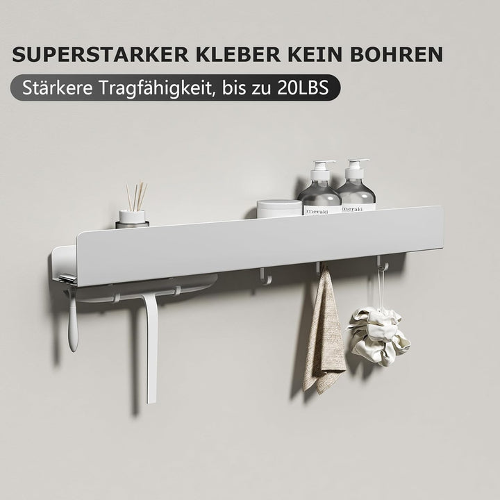 REKITA Duschablage ohne Bohren, Badezimmer Organizer 60 cm, Duschablage Edelstahl mit 5 Abnehmbaren