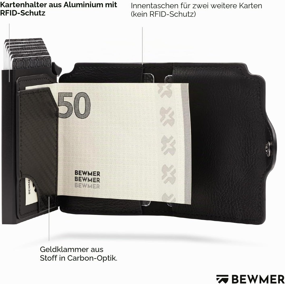 BEWMER 1 Geschütztes Kartenetui | Slim Wallet für Männer und Frauen | Kartenhalter mit RFID-Schutz u