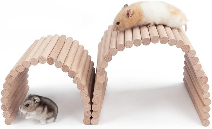 Qcwwy Haustierversteck, Meerschweinchen Holzleiter Brücke Kaninchen Versteck Haus Tunnel Nagetiere K