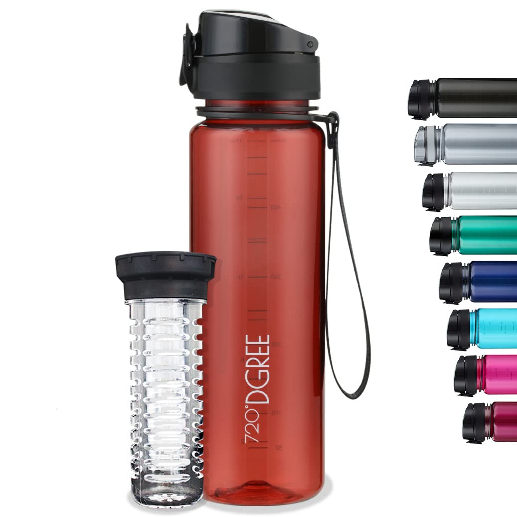 720°DGREE Trinkflasche “uberBottle“ 350ml, 500ml, 650ml, 1l softTouch +Früchtebehälter - Auslaufsich