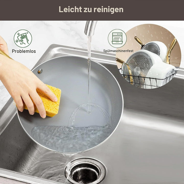 Keramik KochSet, gesund, Töpfe und Pfannen Set mit Deckel, antihaftbeschichtet(ohne PFAS, PFOA),Küch