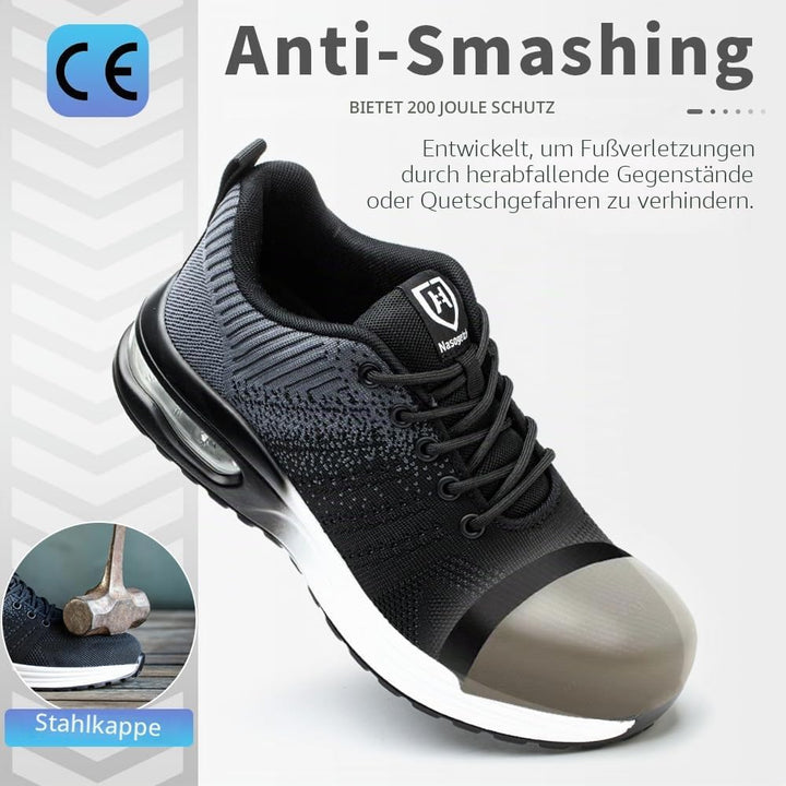 Nasogetch Sicherheitsschuhe Damen Herren Stahlkappenschuhe Arbeitsschuhe Sportlich Atmungsaktiv 36 E
