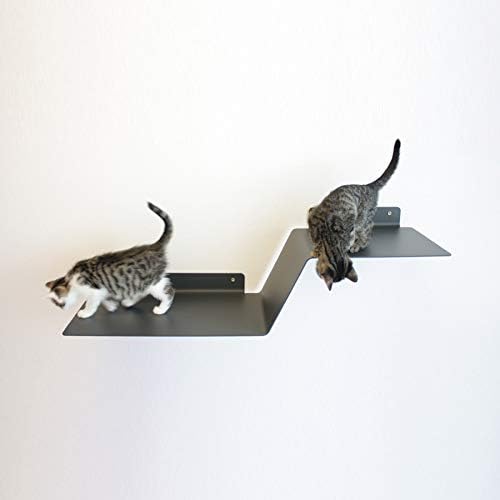 Katzen Kletterhilfe Wave in Weiss oder Anthrazit I Wandmontiertes Brett 92 x 24 x 29 cm I Pulverbesc