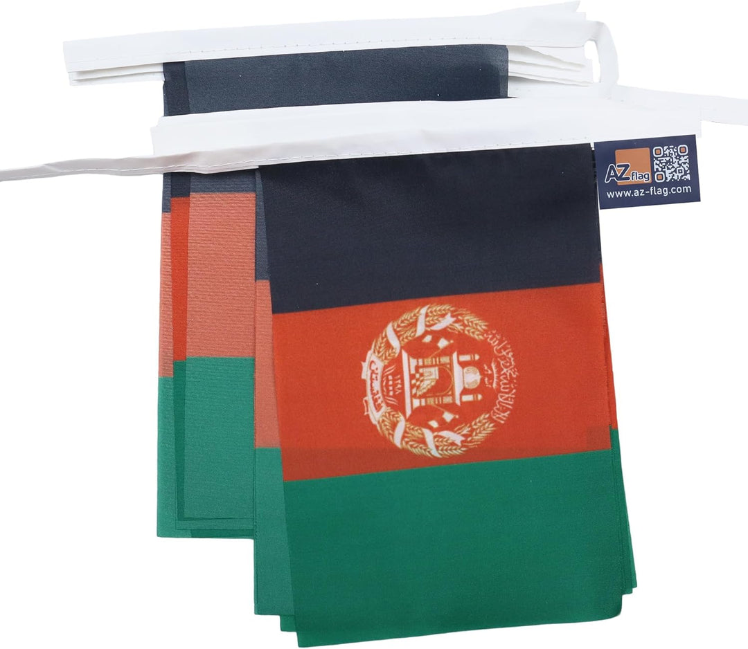 AZ FLAG FAHNENKETTE Afghanistan 12 Meter mit 20 flaggen 45x30cm- AFGHANISCHE Girlande Flaggenkette 3