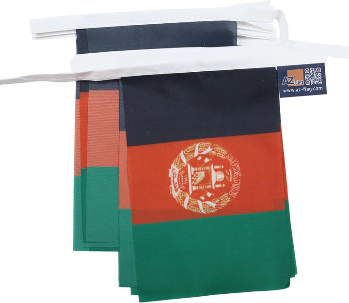 AZ FLAG FAHNENKETTE Afghanistan 12 Meter mit 20 flaggen 45x30cm- AFGHANISCHE Girlande Flaggenkette 3