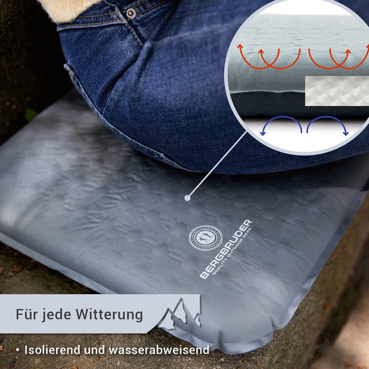 Ultraleichtes Sitzkissen Selbstaufblasend - Camping Sitzmatte Outdoor Thermokissen aufblasbar Grau 4