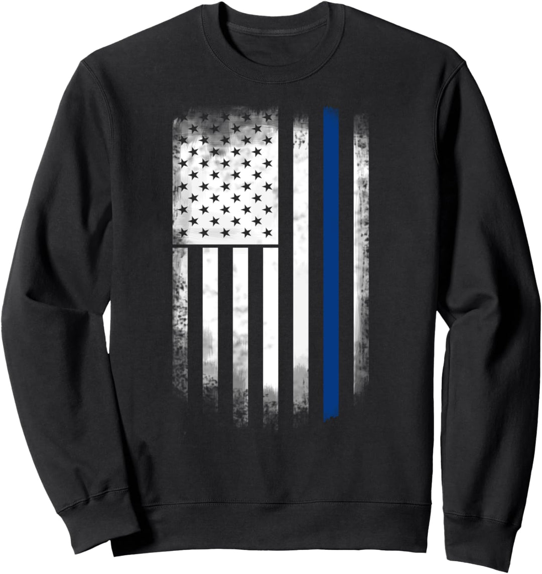 blue line tribute police solidarity patriot us flag Sweatshirt