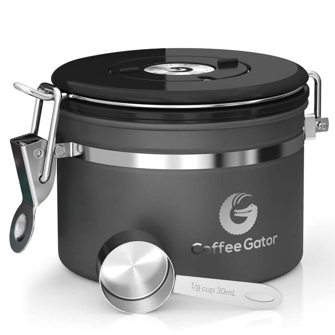 Coffee Gator-Edelstahl-Kaffeedose – Hält gemahlener Kaffee und Bohnen länger frisch – Behälter mit D