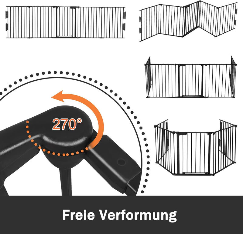 LARS360 Kaminschutzgitter Metall mit Tür 300cm Ofenschutzgitter Absperrgitter Tierschutzgitter Laufs