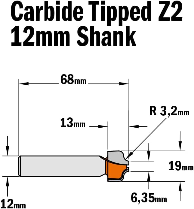 CMT ORANGE TOOLS 965.503.11 - HARTMETALL-PROFILFRÄSER Z2 S=12 D=19X13 R=3,2